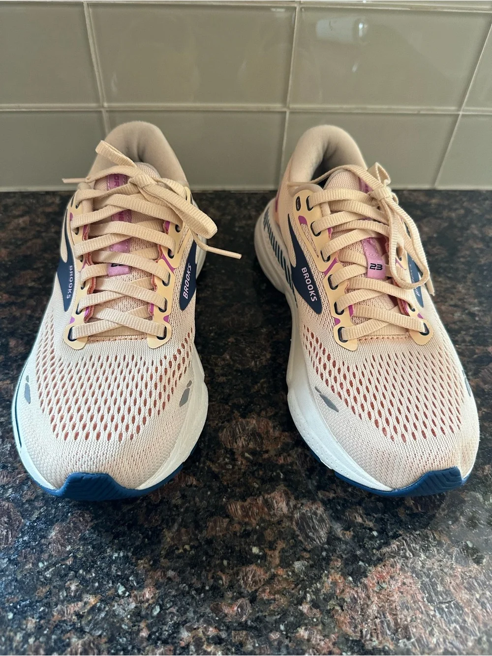Brooks Adrenaline GTS 23 Women's Running Shoes in Blush Pink and Navy